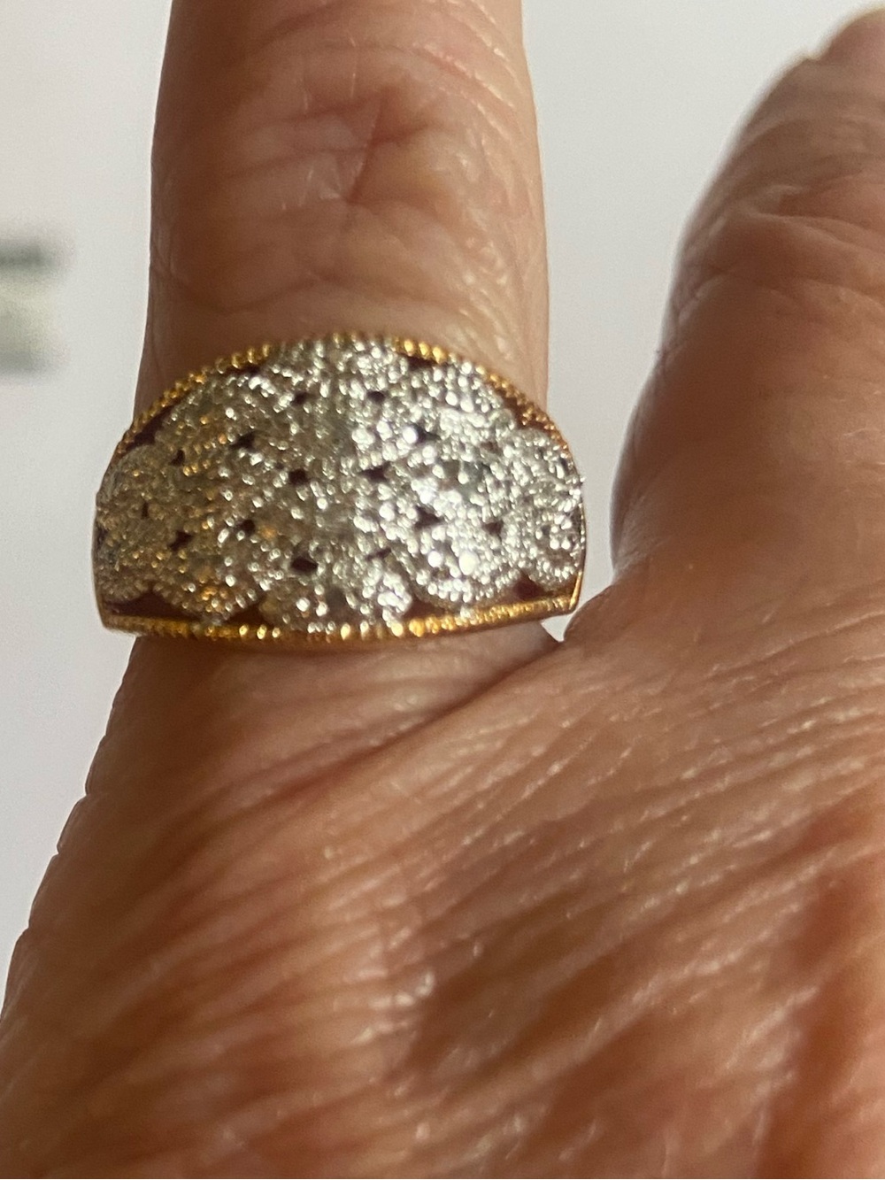 Diamond Supply Co. Two-Tone Pavé Dome Ring in Gold and Silver